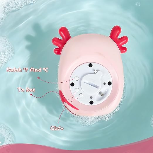 Baby Bath Thermometer, Digital Temperature Water Thermometer, Safety Bathtub Floating Toy for Baby, Infants, Toddlers - Pink Axolotl