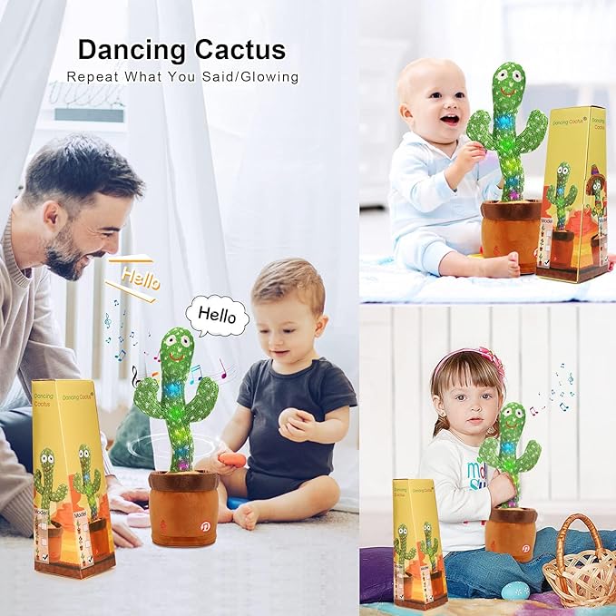 Emoin Dancing Talking Cactus Toy for Baby Boys Girls Gifts,Dancing Cactus Singing Mimicking Recording Repeating What You Say Baby Toys