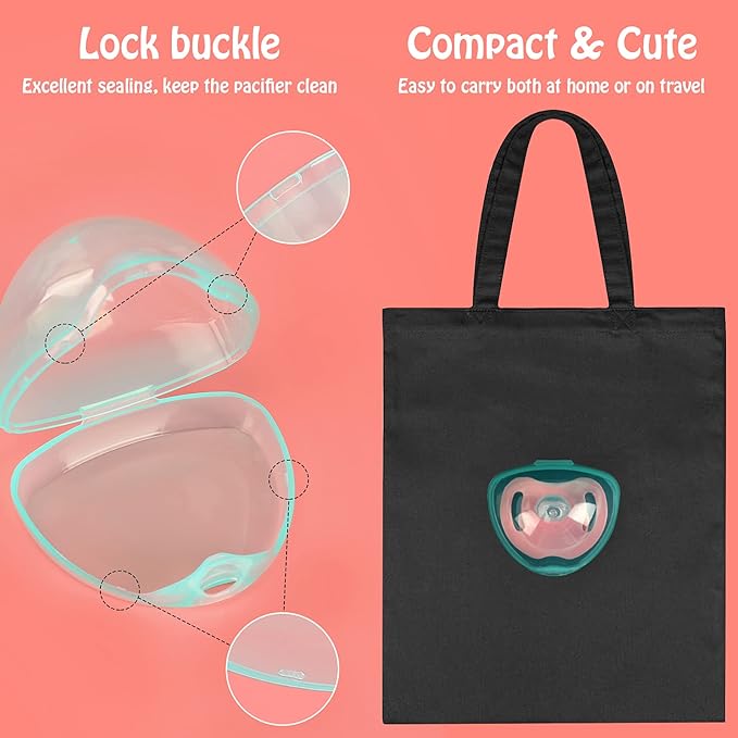 Accmor Pacifier Case, Pacifier Holder Case, Pacifier Container for Travel, BPA Free,Transparent Green, 3 Pack