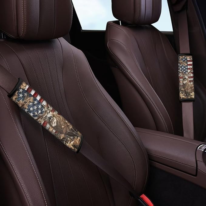 AFPANQZ American Deer Branch Car Seat Belt Pads Cover Universal Fit Vehicle Seat Belt Comfort Shoulder Pads for Adults Children Seat Cushion Shoulder Straps Cushion for Bags