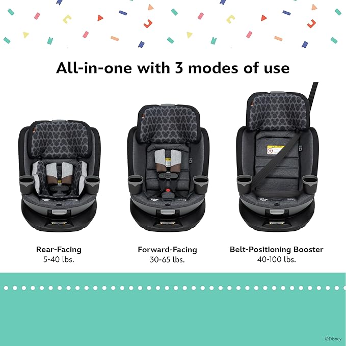 Disney Baby Turn and Go 360 Rotating All-in-One Convertible Car Seat, Vintage Mickey Mouse
