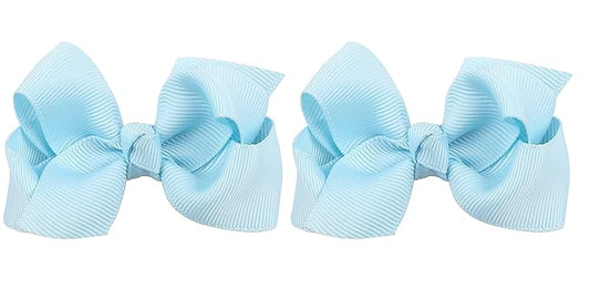 3 Inch Baby Girl Hair Bows Boutique Hair Clip Teens Toddlers Hairpin Headwear - Set of 2 (Light Blue)