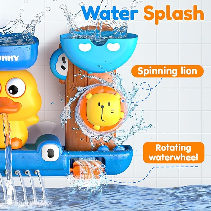 Bath Toys for 1 2 Year Old Boys: Cute & Fun Duck Bathtub Toys Toddlers 2-4 - Suction Bath Toys for Kids Ages 1-3-5 - Birthday Gifts for 1 2 3 Year Old Boy (Blue)