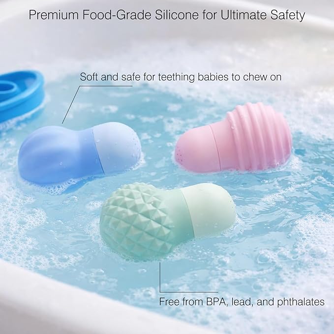 Sensory Squeezing Water Bath Toys for Toddlers,3PCS Bath Tub Pool Floating Toys for Babies Kids 1-3，Textured Fidget Toys Stocking Stuffers Gifts for Boy Girl Ages 1+