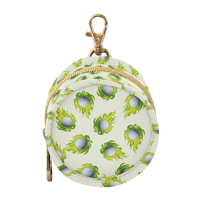 Golf Ball Flame Green Print Pacifier Holder Case for Diaper Bag Portable Travel Pacifier Storage Case with Clip Newborn Baby Pouch for Baby Boys Girls Purse Outdoor