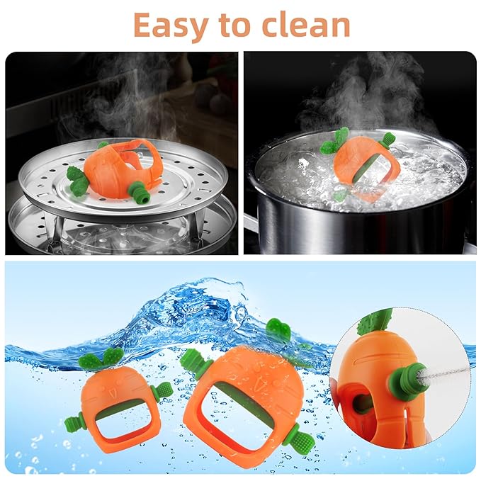 Chuya Silicone Baby Teething Toys Teether for Babies 0-24 Months Carrot Hand Teethers Teething Relief Sore Gums Baby Toys for Infants