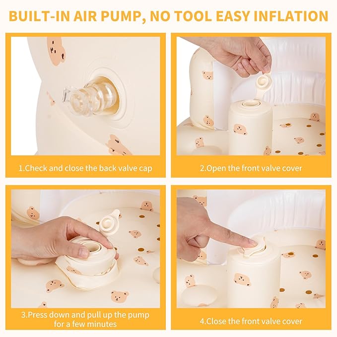 Inflatable Baby Seat - Blow Up Baby Chair Seats for Infants for Sitting Up 3 Months and Up, Inflatable Portable Sit Up Chair for Home, Floor, Travel