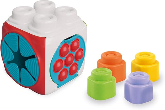 Clementoni Soft Clemmy Building Blocks - Sensory Activity Cube - Sensory Cube Game Activities and Textures, Soft Builds Baby from 6 Months, Made in Italy, 17902
