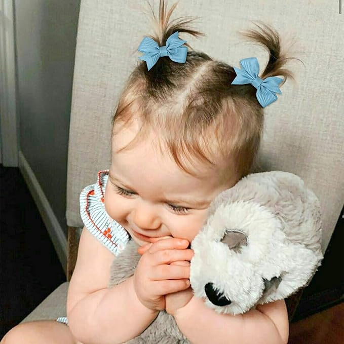 48PCS OAOLEER Fully Lined Hair Clips and Bows for Baby Girls, Infants & Toddlers - Tiny Alligator Clips in 24 Color Pairs (Style D-48pcs)