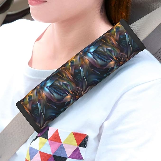 Soft Seatbelt Cover for Car Truck SUV Airplane Abstract Floral Flowers Seat Belt Shoulder Pad Cushion Mandala Boho Vintage Seatbelt Straps Neck Cushion Protector for Carmera Backpack 2 Pack