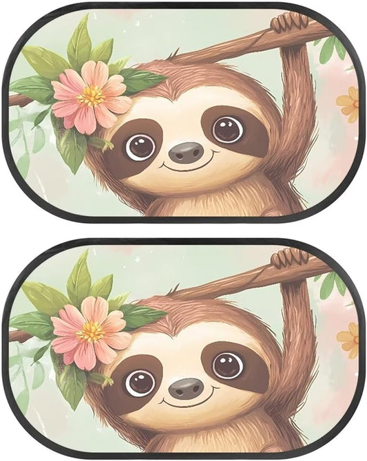 Bulopur Cute Sloth Window Shades 2 Pack Back Window Sun Shades for Car Sun Protection and Sun Shade Blocker Cute Design Glare Shield Protection Fit for Most Cars, Vehicles, SUVs