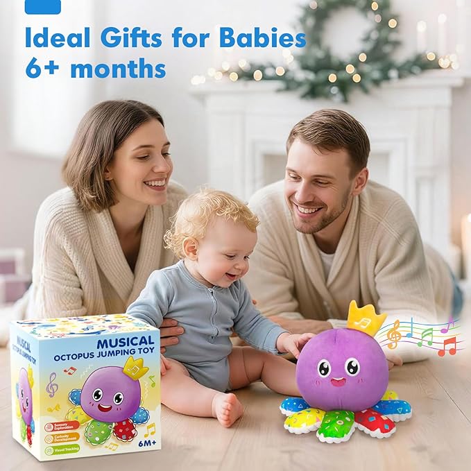 GMAOPHY Baby Toy for 6-12-18 Months – Interactive Crawling Octopus Plush with Music & Sound, Dancing, Tummy Time & Motor Skills Development, for 1 2 3 Year Old Boys & Girls, Birthday Gift