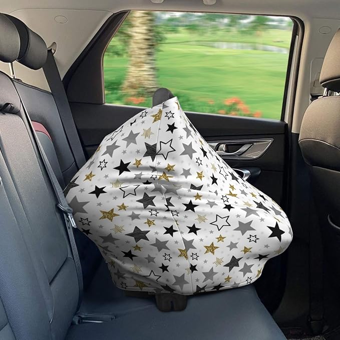 Magic Stars Baby Car Seat Covers Carseat Canopy Soft Infant Stroller Cover Nursing Breastfeeding Covers for Girls Boys Newborn
