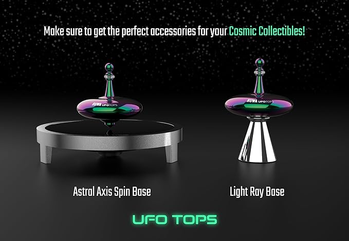 UFO Tops Roswell - Metal Spinning Fidget Toy Top - Inspired by The Documented 1947 UFO Sighting in Roswell, New Mexico (Color: Cosmic Silver)