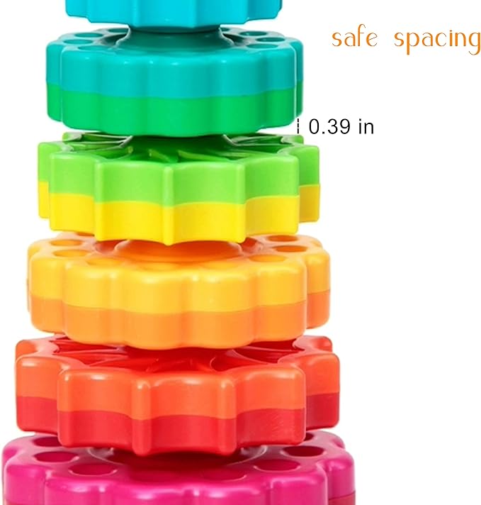 Baby Spinning Toy, Stacking Toy for Babies and Toddlers, Educational Toddler Learning Toys, Rainbow Spinning Wheel Toy for Focus, Dexterity, Brain Development, Interactive Learning stacking toys