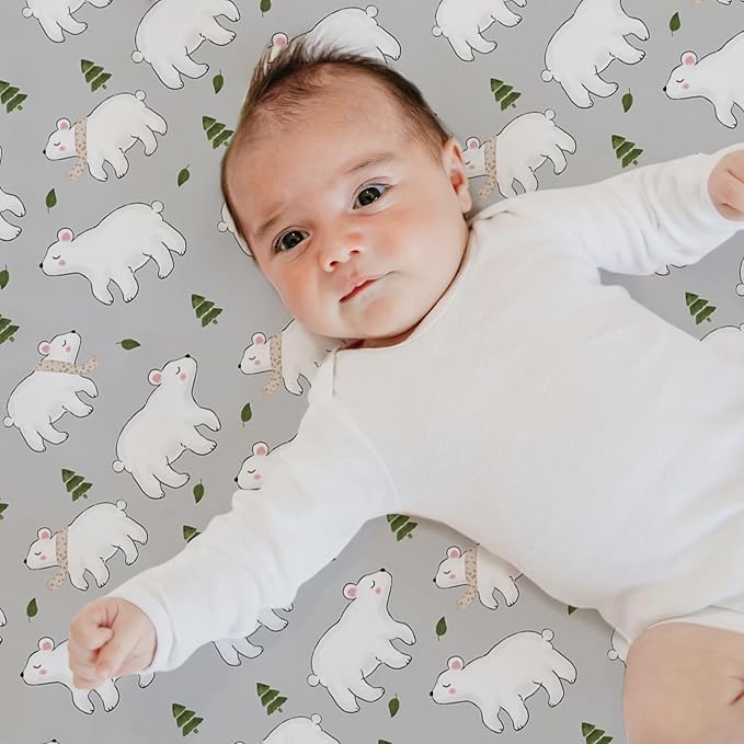 BROLEX Baby Fitted Crib Sheets: Kid Crib Sheets - Set of 2 for Toddler Standard Size Crib Mattress for Boys and Girls - Jersey Knit Crib Bed Sheets Elephants&Bears