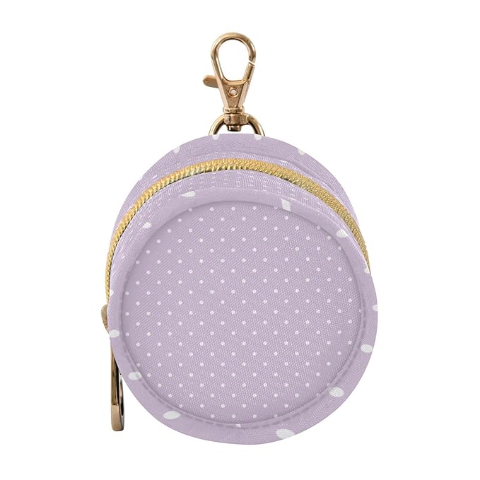 Pacifier Holder with Clip Pacifier Case for Diaper Bag Round Baby Pacifier Pouch Box Bag Portable Polka Dots Purple