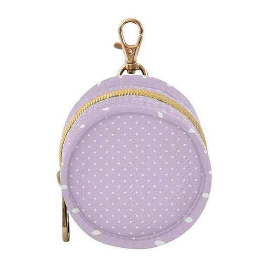 Pacifier Holder with Clip Pacifier Case for Diaper Bag Round Baby Pacifier Pouch Box Bag Portable Polka Dots Purple