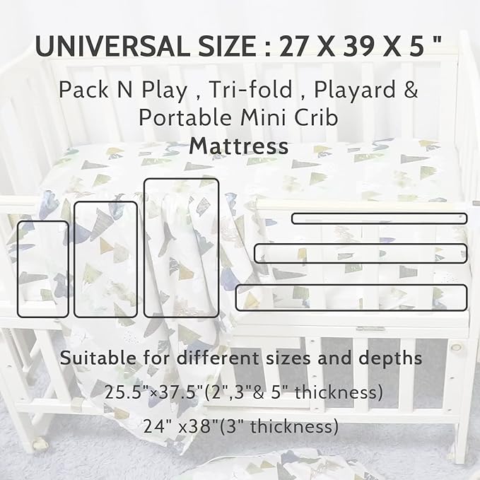 Mini Crib Sheets Mountain Pack N Play Sheets Soft Breathable Portable Playard Cover for Baby Boy