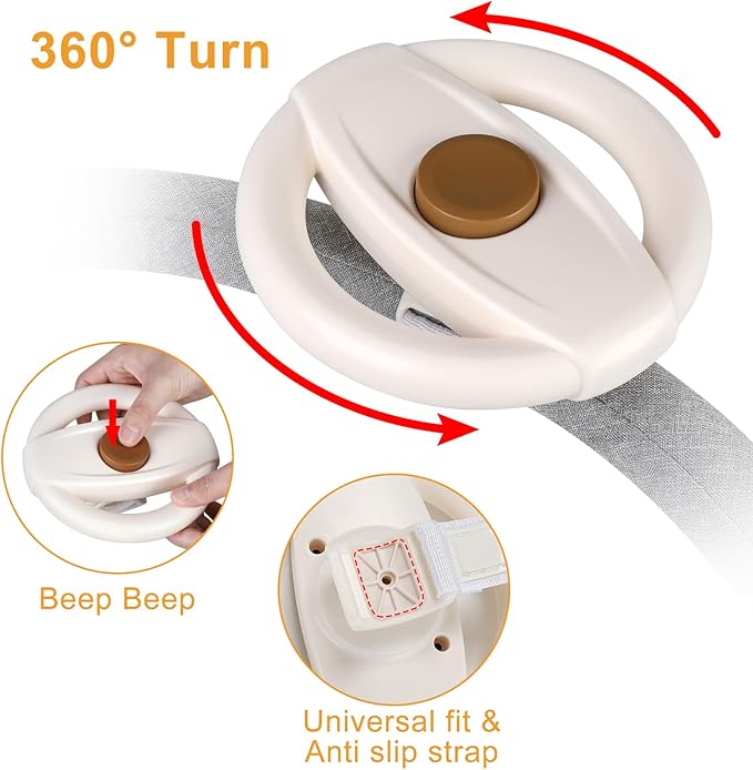 Accmor Stroller Steering Wheel Toy, Simulated Steering Wheel for Stroller Shopping Carts Cart Universal Detachable Pretend Driving Funny Toy Attachment