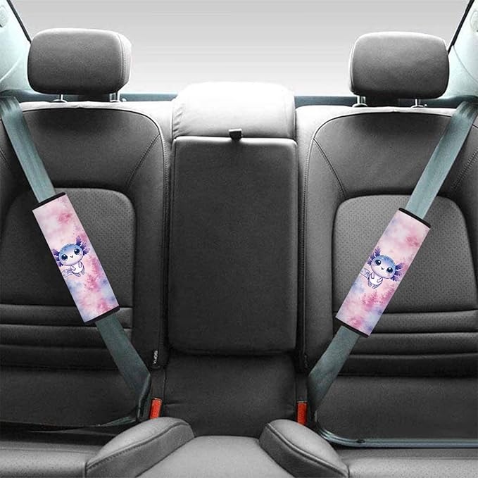 Car Seat Belt Pads Covers,Seatbelt Shoulder Strap Covers for Adult,2 Pack Standard Size Blue Axolotl Print