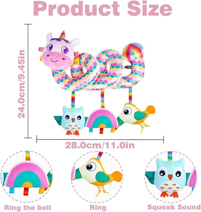 Multi-Use Baby Spiral Activity Toy – Spiral carseat Toy for Car Seat, Stroller,Play Gym, Keeps Baby Quiet, Easy Travel Solution