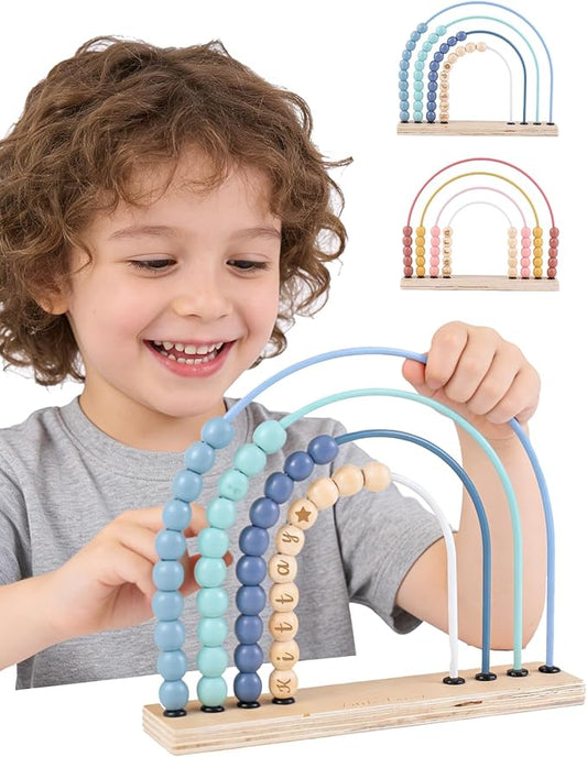 Personalized Rainbow Wooden Abacus Toy, Custom Name Montessori Counting Bead Set, Educational Math Toy for Toddlers, Promotes Fine Motor Skills & Color Recognition, Birthday Gift