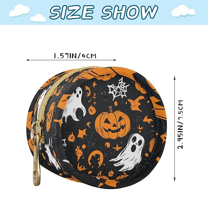 Pacifier Holder with Clip Pacifier Case for Diaper Bag Round Baby Pacifier Pouch Box Bag Portable Gothic Funny Halloween Ghost and Pumpkins