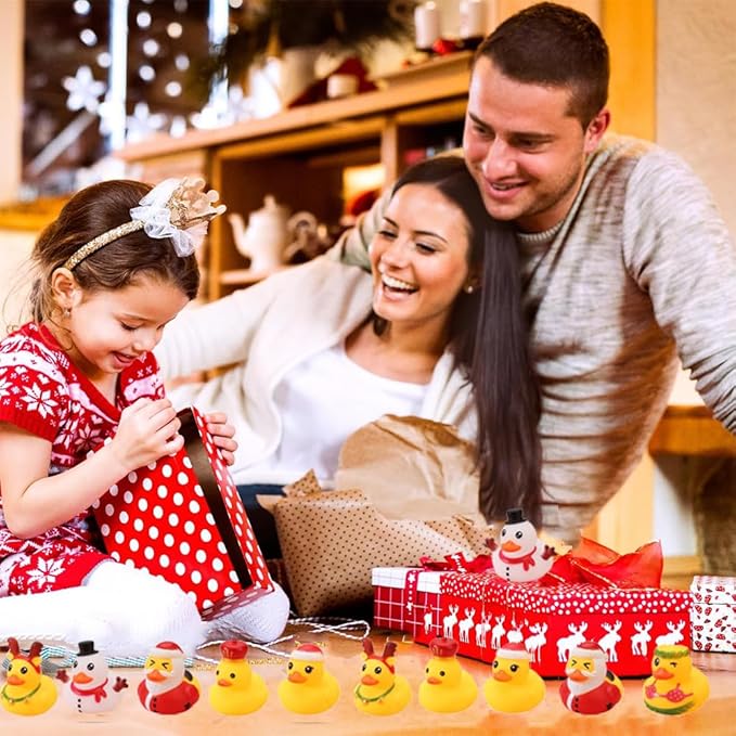 Assorted Rubber Duck Small Rubber Ducks in Bulk Baby Shower Bath Toy for Kids Toddler Birthday Christmas Party Favors Stocking Stuffers Classroom Incentives (Christmas Ducks 6pcs)