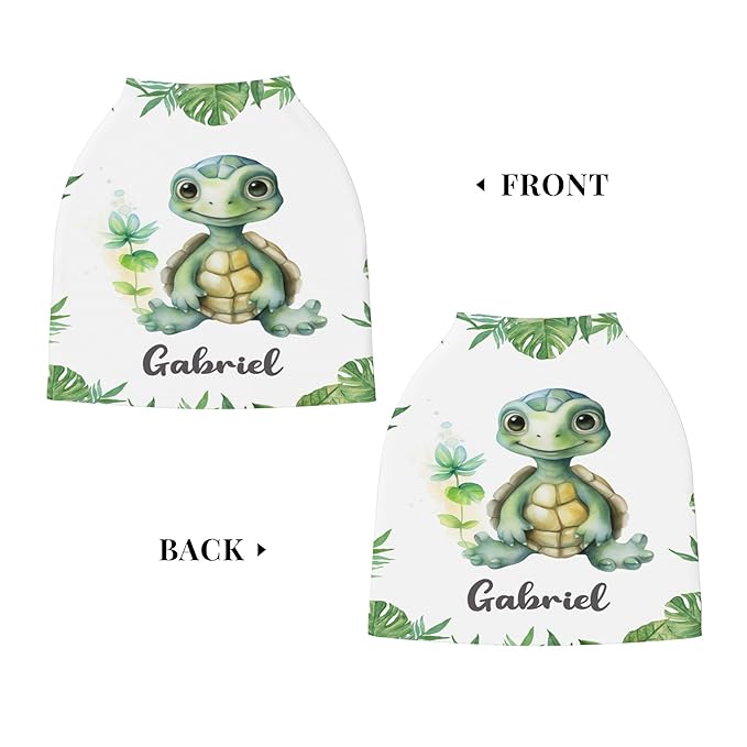 Personalized Car Seat Covers for Babies with Name – Multi-use Breastfeeding Cover Custom Turtle Carseat Canopy Cover, Infant Stroller Covers for Boys and Girls