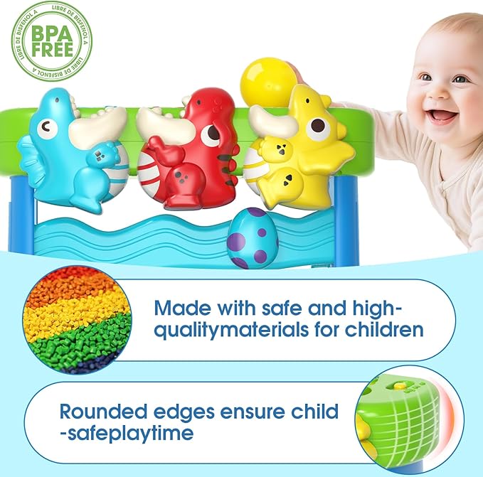LACCHOUFEE Feeding The Dinosaur, Interactive Toddlers Toy, 1+ Year Old Baby Boys & Girls Gift, Musical Toys for Infant One Year Birthday Present, Babies Ages 6-12-18-24 Months Education Learning Toys