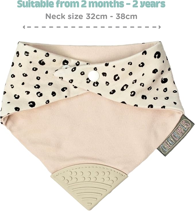 Cheeky Chompers Neckerchew Teething Bib, 2-in-1 Bandana Style Bib w/Food Grade Silicone Teether