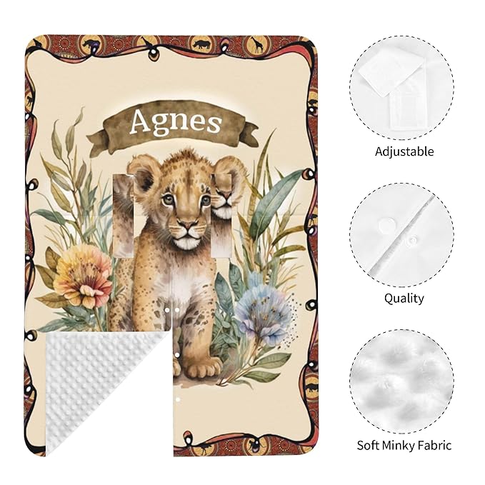 Personalized Winter Carseat Cover for Baby Custom Name Car Seat Canopy for Newborn Baby Boys Girls 2 in 1 Mom Nursing Breastfeeding Covers Lion Minky Baby Carrier Stroller Covers