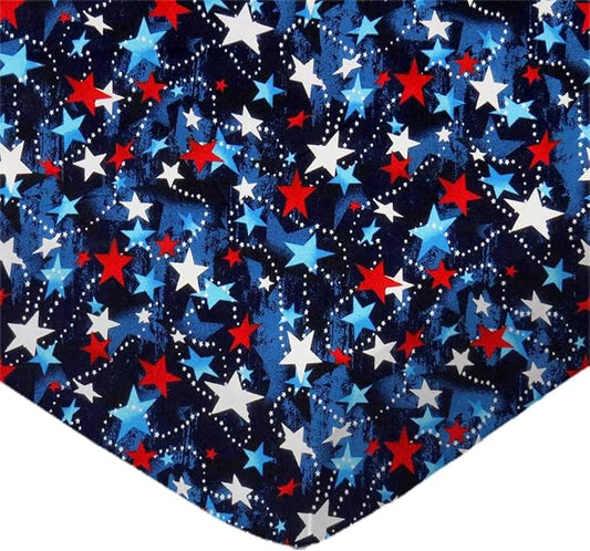 SheetWorld Baby Fitted Bassinet Sheet 15 x 33 inches, 100% Cotton Woven Sheet, Unisex Boy Girl, Patriotic Stars, Made in USA