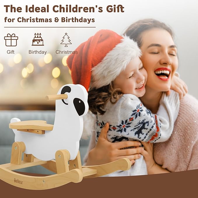 Belleur Rocking Horse for Kids 1-3 Years Old, Premium Wooden Rocking Toy for Toddlers for Indoor & Outdoor Activities, Baby Horse Riding Toy for Birthday & Visit Gifts