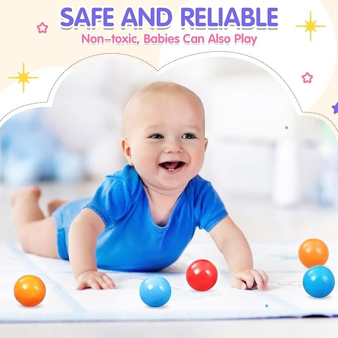 Civaner 12 Pieces Multi Colored Plastic Replacement Balls Small Bulldozer Popper Toy Balls 1.75 Inch Soft Crush Proof Air Filled Ocean Ball for Toddlers (Vibrant)