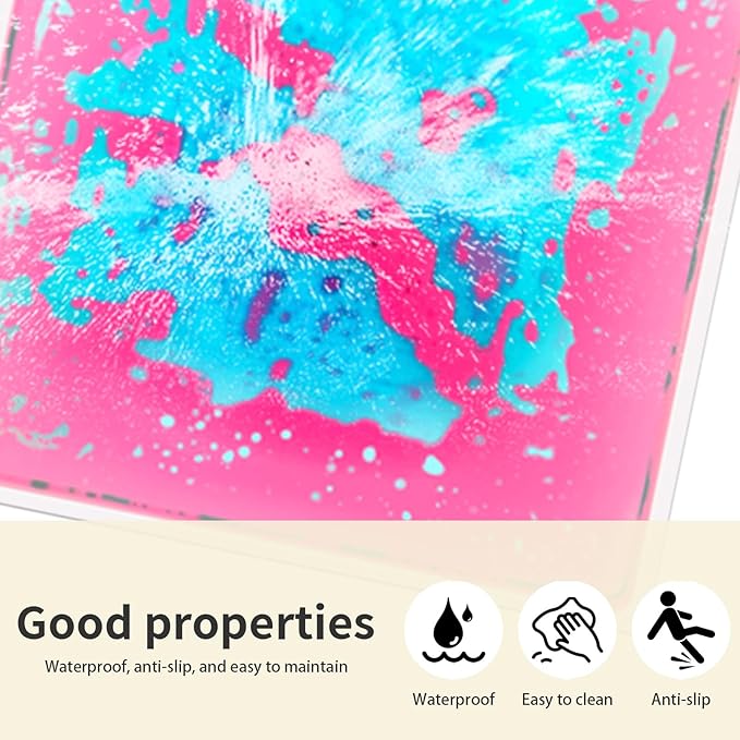 Sensory Liquid Floor Tiles for Kids: Liquid Fusion Activity Mpack with 9 One-Piece Glue-Free Sealing - Autism Toddler Must Haves Educational Sensory Water Play Mats Indoor（12x12inch）