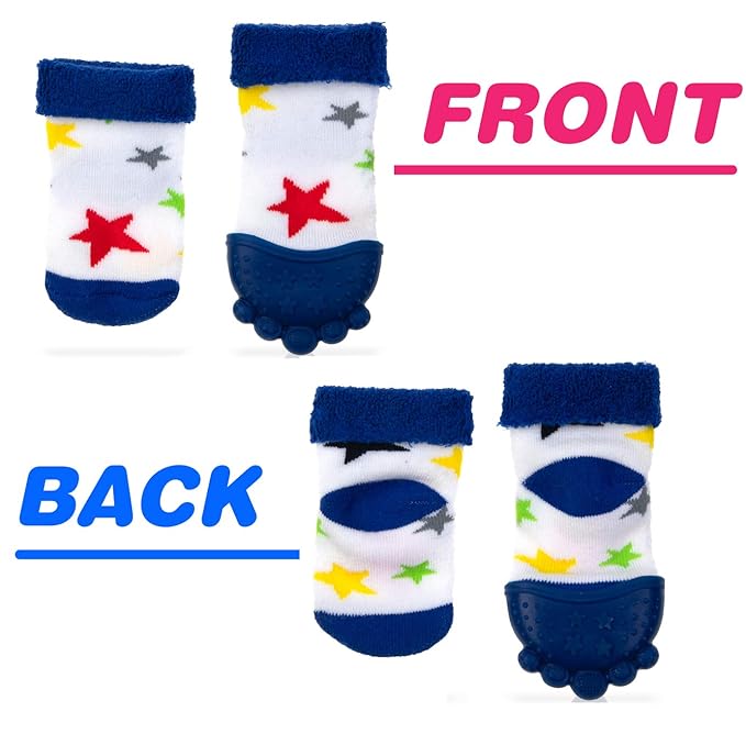 Nuby Soothing Teether Sock, Blue Stars, 5"