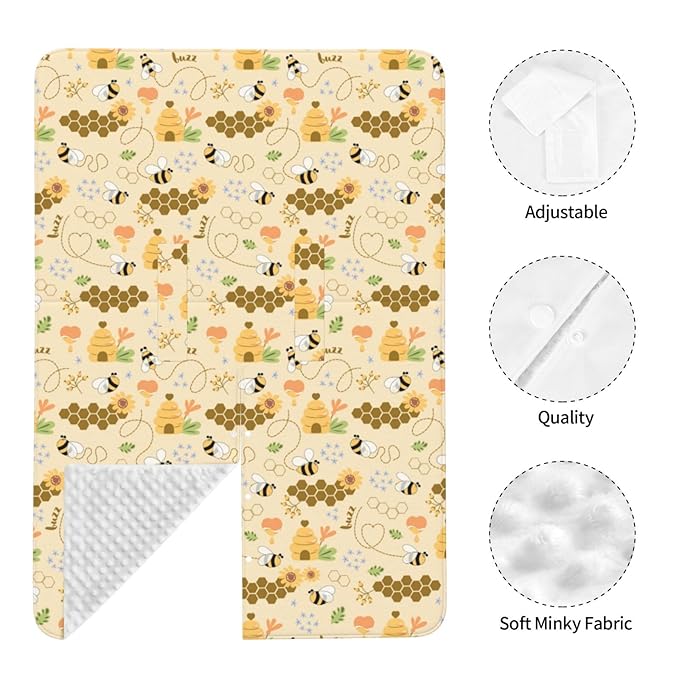 Sweet Honey Cute Bees Baby Car Seat Canopy Nursing for Breastfeeding Multi-Use Infant Stretchy Carrier Carseat Winter Cover for Newborn Girls Boys