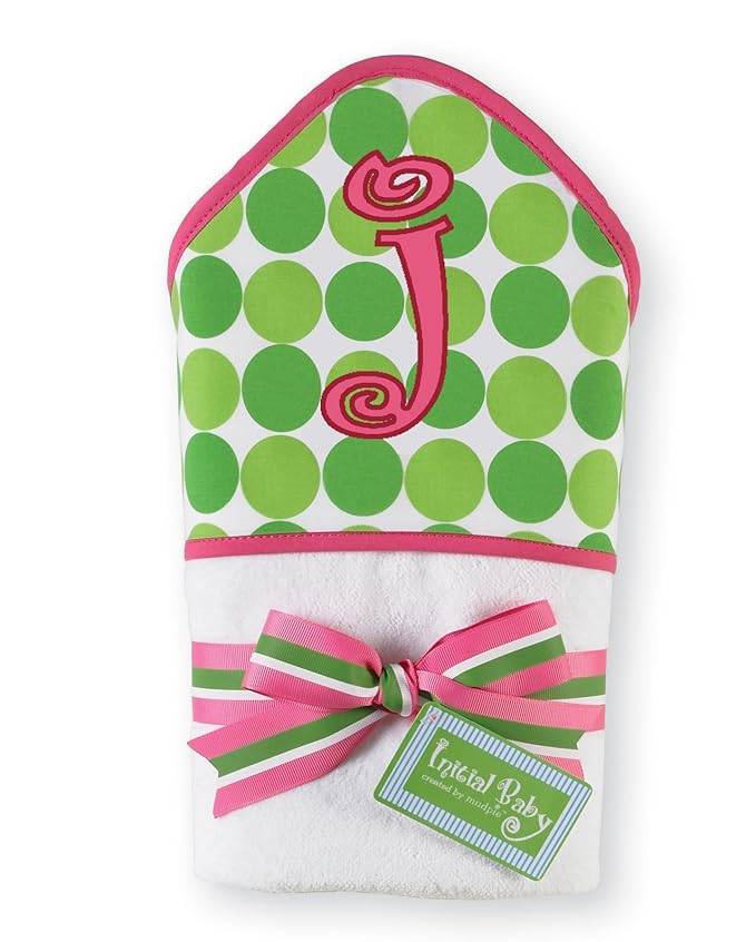 Baby Girl Pink Initial Hooded Terry Towel, Letter J