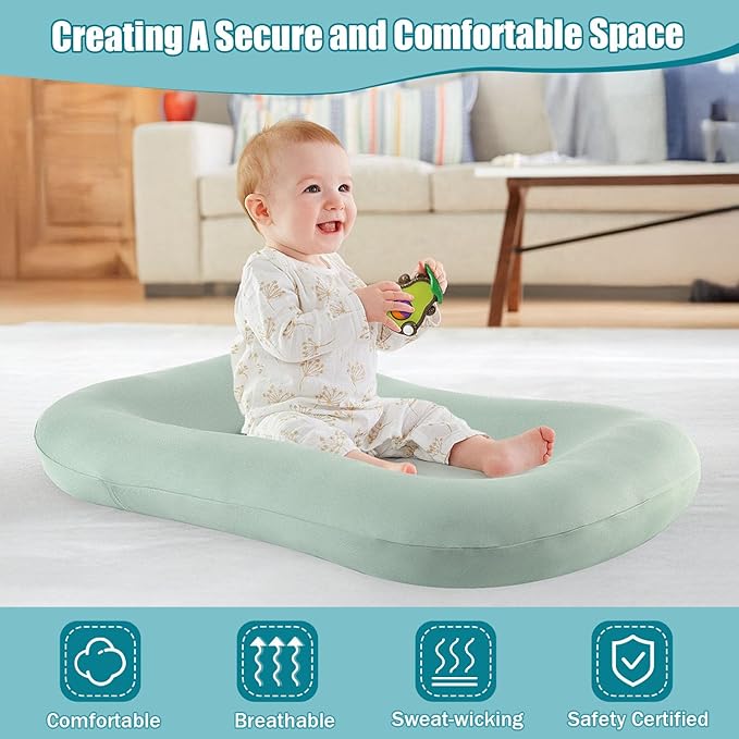 Baby Lounger for Newborn, Portable Infant Support Cushion Lounger for Newborn Supervised Use, Baby Essentials Gift (Brown)