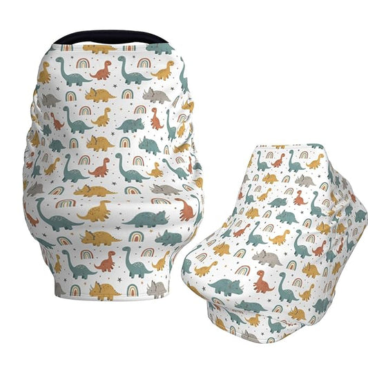 Dinosaurs and Rainbows Baby Car Seat Covers Carseat Canopy Soft Infant Stroller Cover Nursing Breastfeeding Covers for Girls Boys Newborn
