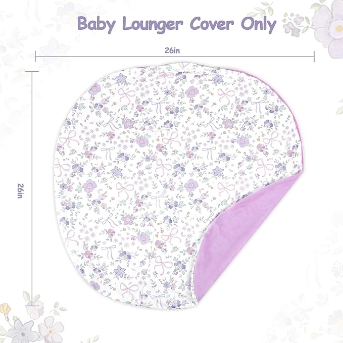 SWESEN Newborn Lounger Cover, 1 Pack Soft Removable Slipcovers for Infant Lounger, Cozy Baby Lounger Cover for Boys and Girls, Covers Only, Purple Floral