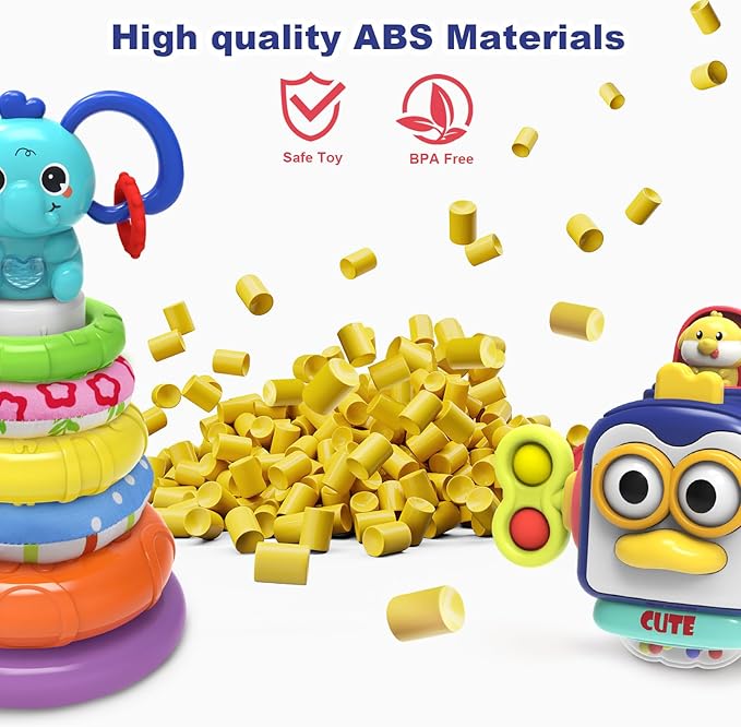 Baby Toys 6 to 12 Months,Montessori Toys for 1 Year Old,Stacking Building Blocks,Busy Cube,Sensory Educational Learning Toy Birthday Gift for Toddlers Age 1-3
