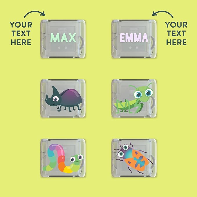 Glo Pals Personalized Insects Theme Water-Activated Light-Up Cubes Bath Toy – 6 Pack Bath Toys for Kids, Custom Name Light Up Bath Cubes, Sensory Bath Toys for Toddlers