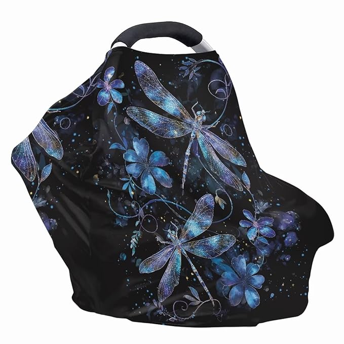 AFPANQZ Dragonfly Nursing Cover Breastfeeding Covers Stretchy Babies Car Seat Cover Gender Neutral Soft Breathable Infant Carseat Canopy Shopping Cart Stroller Canopy for Baby