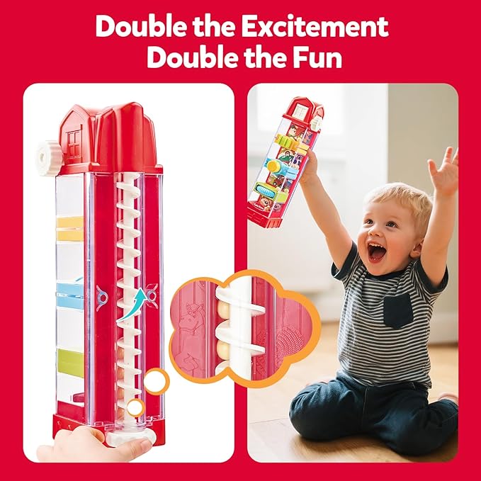 Farm Egg Drop Toy for Toddlers 2-4, Montessori Toy for 2 Year Olds, Fine Motor Activity, Cause and Effect Learning, Quiet Travel 2 3 Year Old Gift for Boys Girls