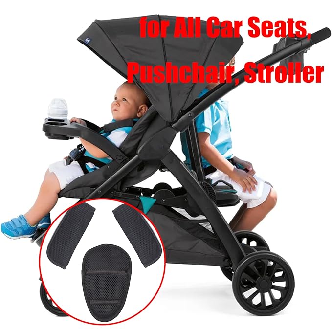3 in 1 Car Seat Strap Covers, Stroller Belt Covers for Baby Kids, Baby Shoulder Strap and Crotch Harness Pads, Car Seat Strap Covers for Car Seats, Pushchair, Stroller Belts (Black)