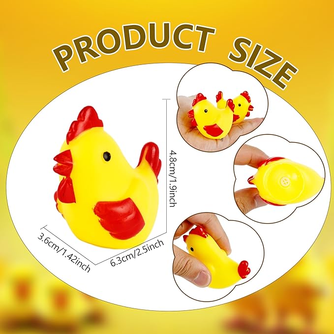 80 Pcs Rubber Chickens Bath Toys Yellow Mini Chicks Squeezable and Squeak Toys Bulk Floating Rubber Chickens for Boy Girl Baby Shower Birthday Swimming Pool Party Favors Gifts