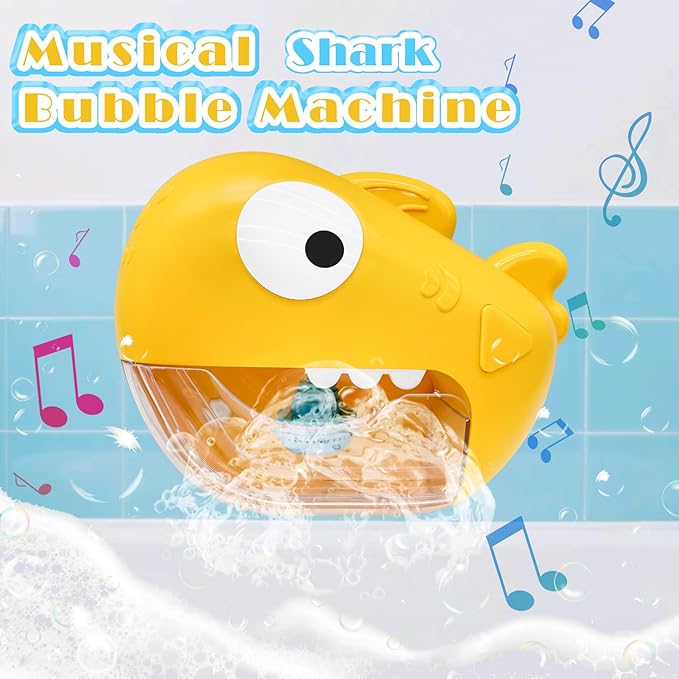 Shark Bath Toys for Kids Ages 1-3, Automatic Bubble Maker Bathtub Toy with Music, Baby Water Toys for Toddlers 2-4, Fun Kids Bath Toys with 4 Suction Cups, Gift for Boys & Girls